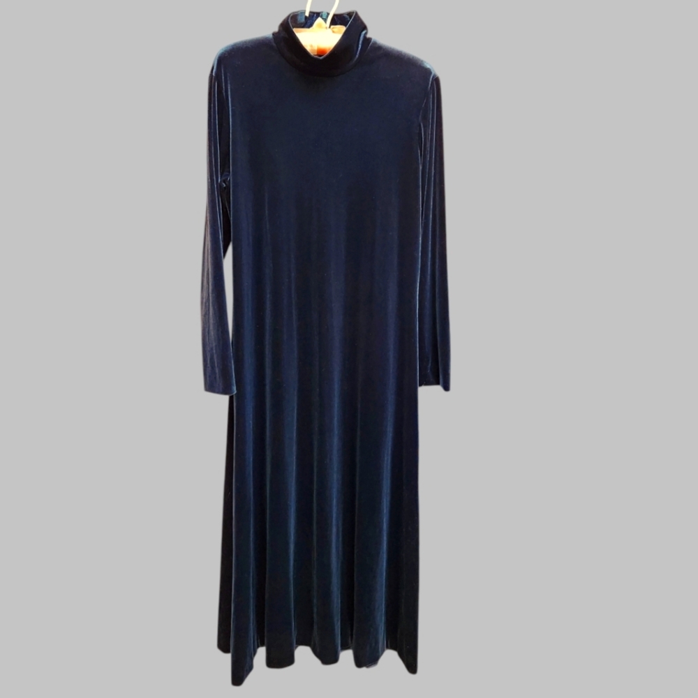 Jones New York Maxi Dress Plush Black Velveteen Aline